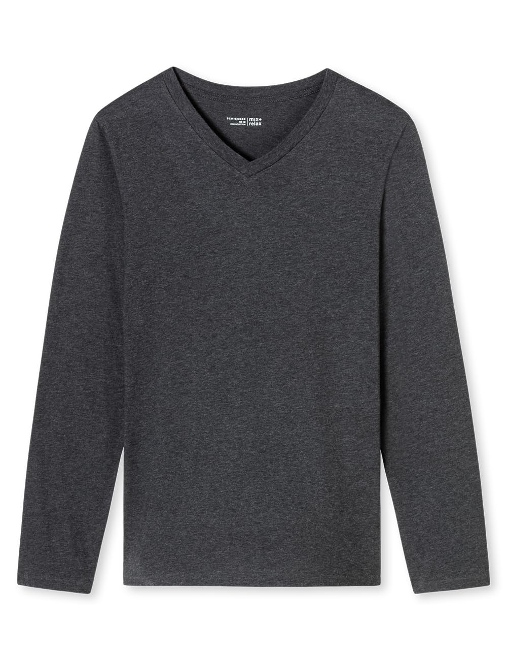 Schiesser Camiseta de Dormir de Manga Larga con Cuello En V de Algodón Orgánico – Mix + Relax Camiseta de Pijama Hombre