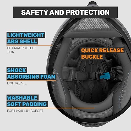 Miniatura 4 de Westt Motorcycle Helmets Modular Motorcycle Helmet for Adults Motorbike Helmet ATV Helmet with Dual Visor for Men & Women Full Face Helmet Flip Up