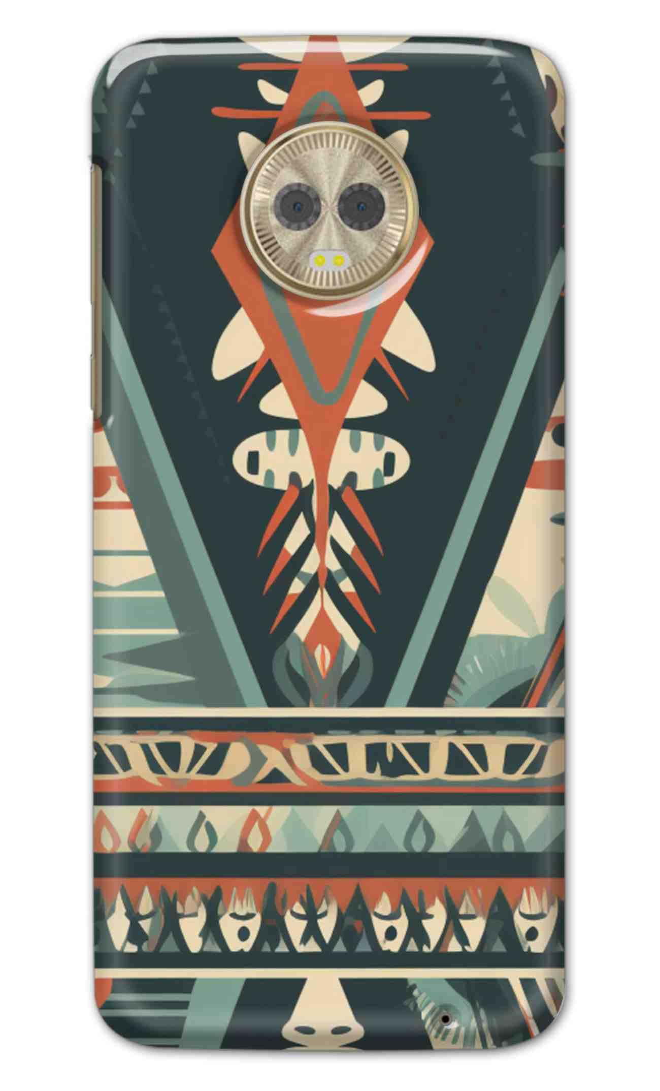NDCOM for Motorola Moto G6 Plus Back Cover Tribal Imprints African Ethnic Art Printed Hard Case