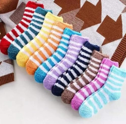 Kit 3 Pares Meias Felpuda Feminina Térmica Inverno Neve Listradas