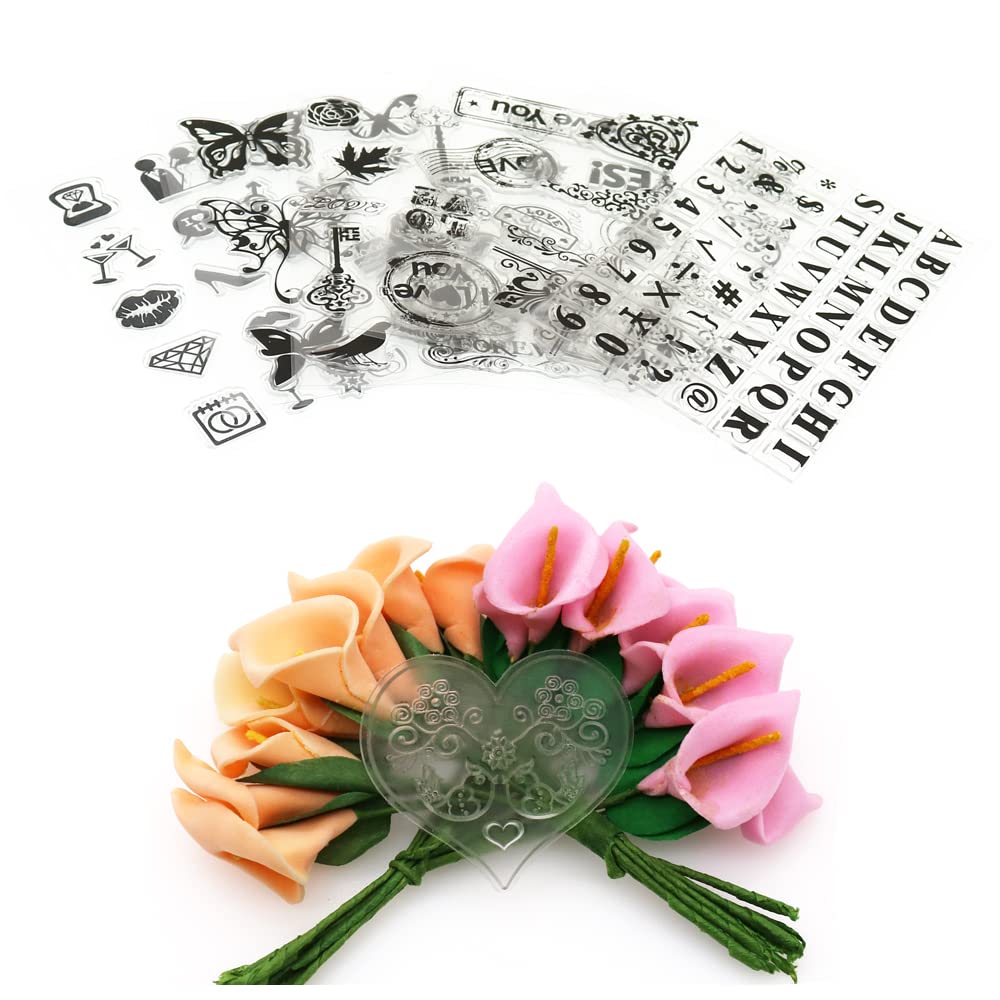 BITEYI Silikonstempel Set Mit 6 Stempeln & Stempelkissen - Kreativ-Set Für Karten, Scrapbooking & DIY-Projekte