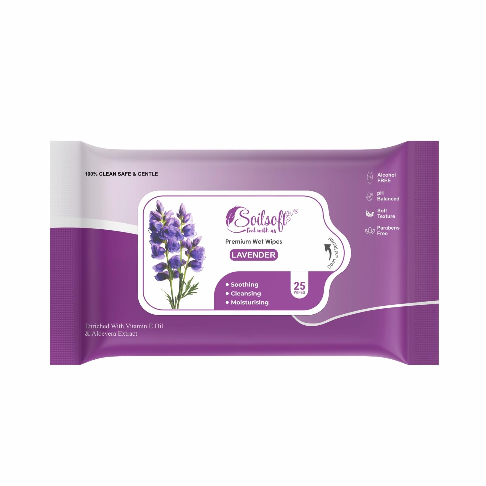 Lavender Premium Wet Wipes | Soft & Gentle Cleansing Wipes | Alcohol Free, pH Balanced, Paraben Free | Moisturizing Face & Hand Wipes | 25 Pulls Each (Pack of 1)-image-46