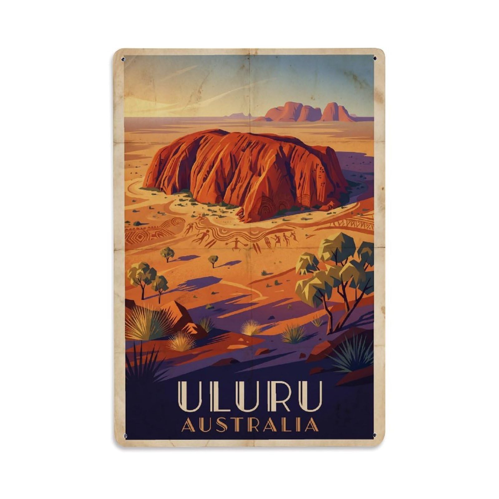 Australia Uluru Outback Travel Vintage Nature Metal Tin Sign