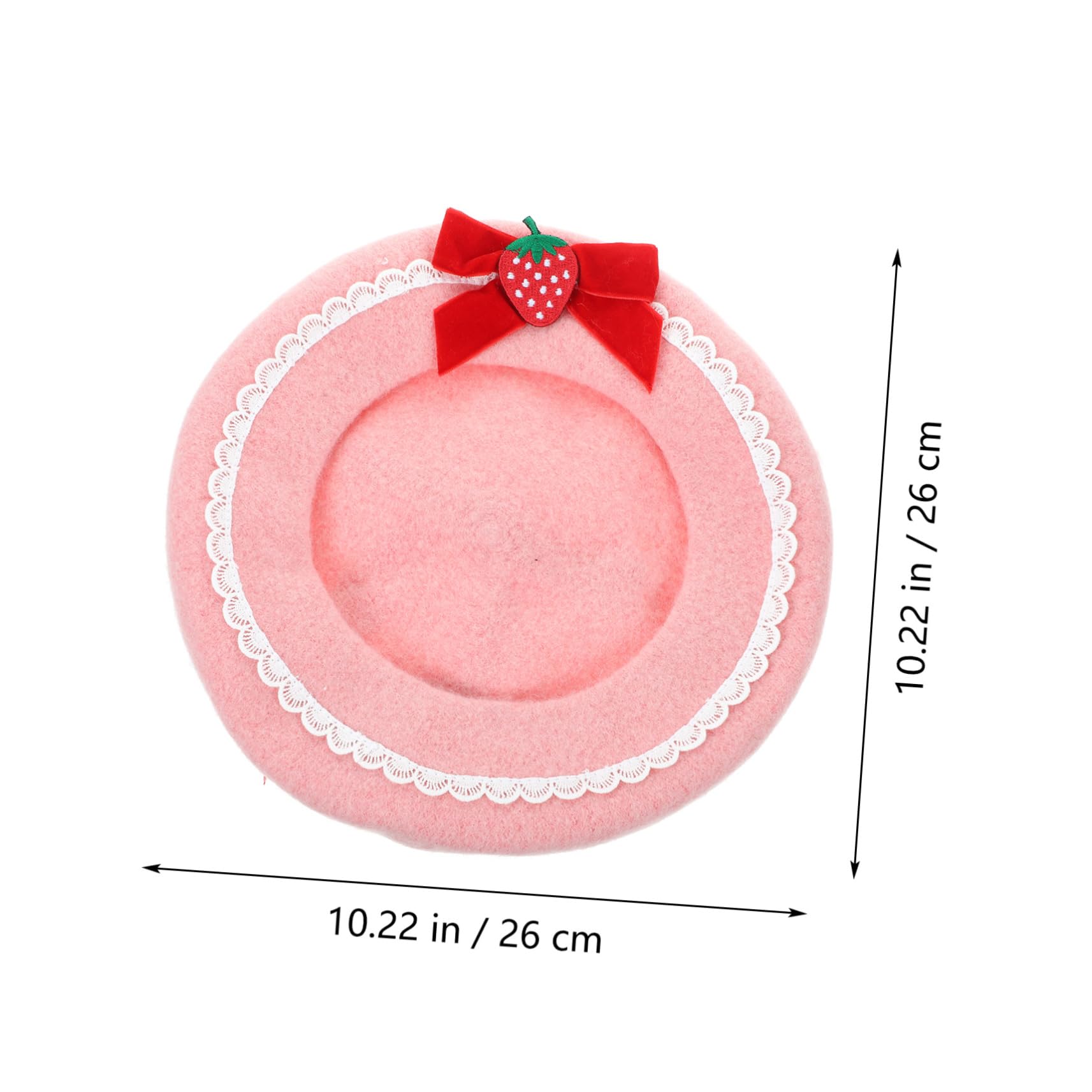 PRETYZOOM Berretto Donna Fiocco in Lana Rosa Taglia M 56-58 Cm