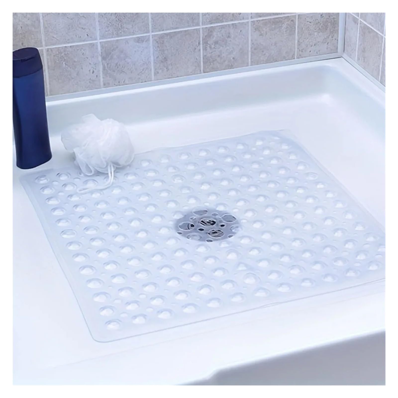 Generico 1 pezzo, foro quadrato for perdite di bolle con tappetino antiscivolo for doccia a ventosa, pavimento del bagno