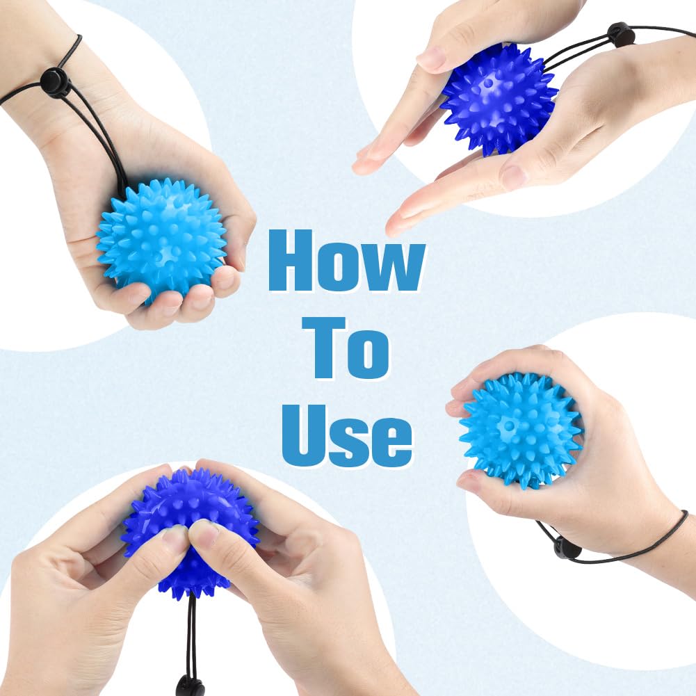 AOOWU Palline Antistress, Hand Trainer Finger Trainer Ball, 2 Pezzi Palline a Forma di Riccio in Gomma Morbida per Impastare, Artrite, Allenamento Delle Dita, Allevia lo Stress e l'ansia