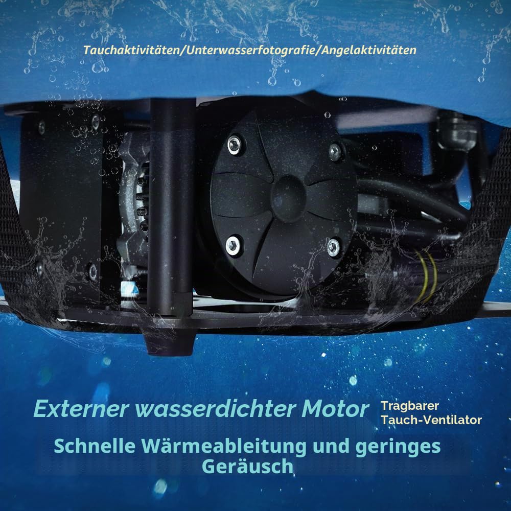 GOYOJO Tragbares Unterwasserventilatorsystem, 52 l/min, 50-70 min Atmung, wasserdichter Luftkompressor, von Fluggesellschaften zugelassen