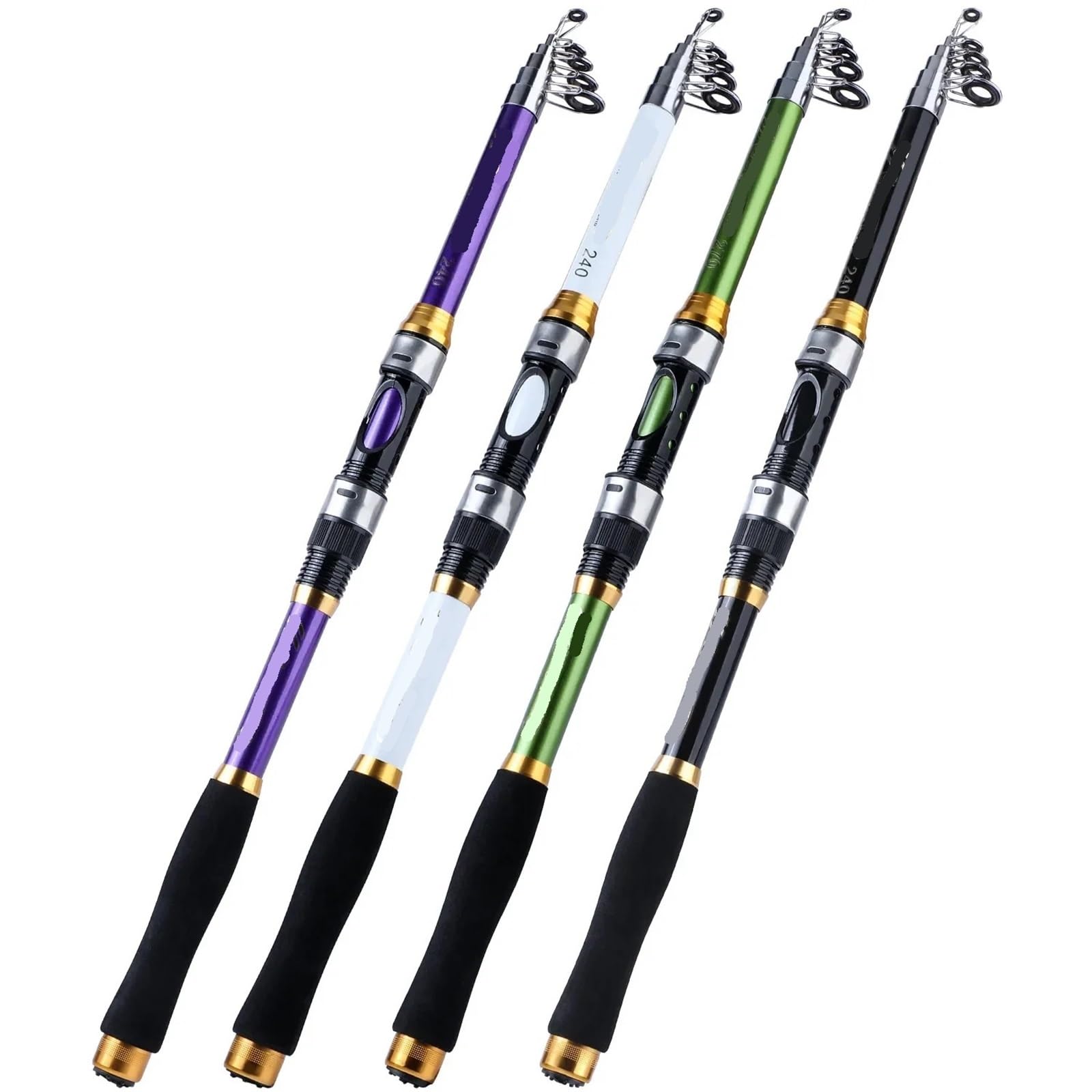 Cañas de Pesca Surfcasting Caña de Pescar telescópica de 1,8 m-3,30 m, caña de Pescar de Fibra de Vidrio Fuerte for Pesca de Viaje en Agua Dulce y Salada(White,3.3m)