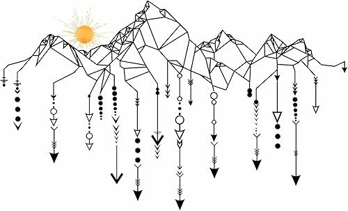 Miniatura 7 de Kazova Pegatinas de pared de línea montaña flecha abstracta etiqueta engomada puesta de sol decoración de pared arte calcomanías de pared