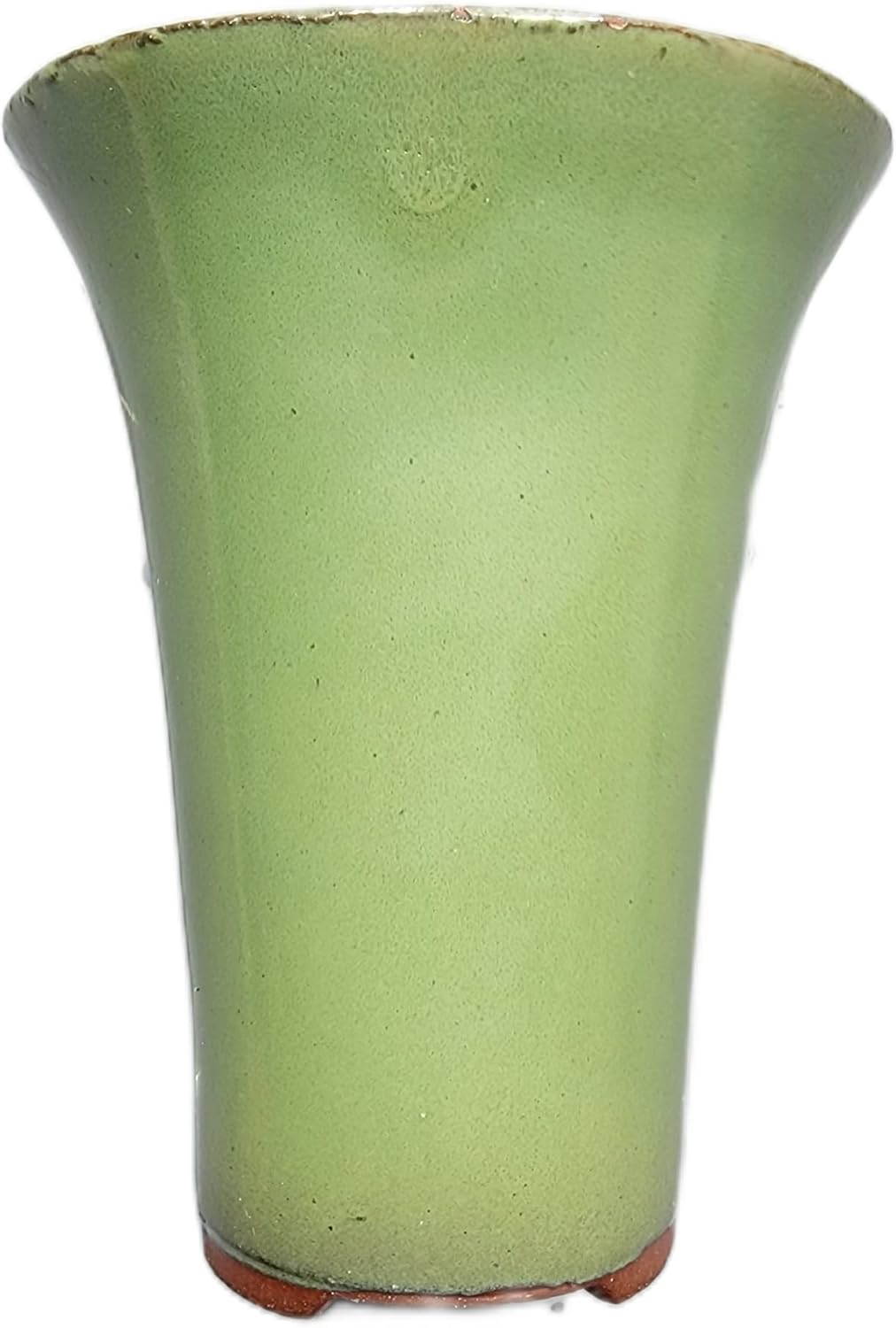 Aven's Serenity Garden - Round Ceramic Cascade Bonsai Pot | Moss-Green Glazed Ceramicware | 5.5 Tall Flared Pot