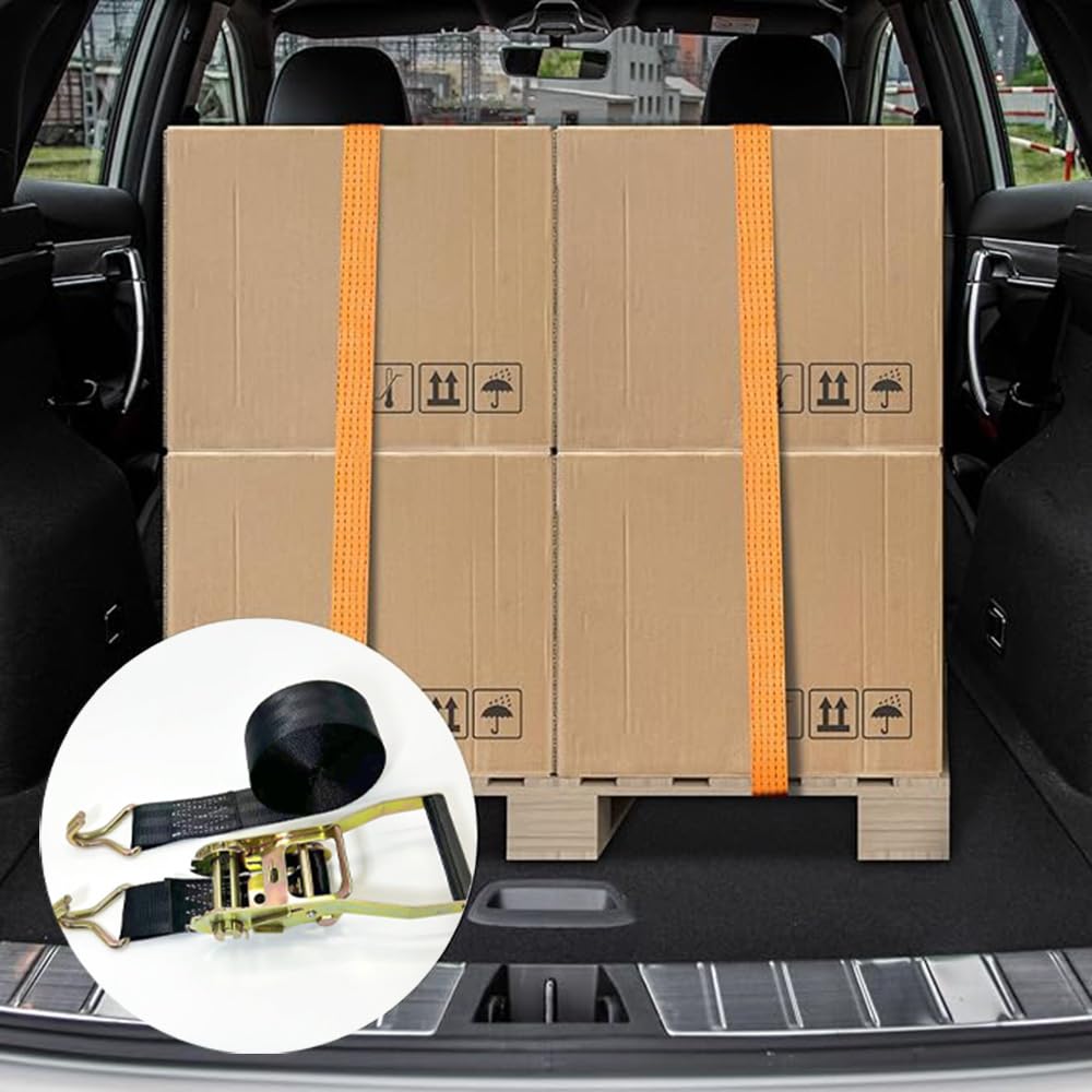 15m Spanngurte mit Ratsche und Haken Breite 5cm Zurrgurte Schwarz 5000kg Reißfestigkeit Befestigungsgurt Auto Ratschengurte LKW Ladungssicherung Materialtransport Tragfähiger Gurt für Fracht