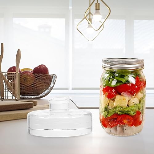 Miniatura 5 de PRETYZOOM 2 piezas de pesos de vidrio fermentado, peso de chucrut, tarro de vidrio de 1 galón, frascos de fermentación de pepinillos, fermentadores