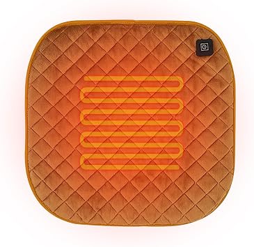 Portable Electric Heating Pad for Office Chair USB Large Size Heated Seat Cushion 3 Temperature Settings Fast Heat Seat Warmer Machine Washable 18x18in Brown