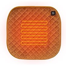 Portable Electric Heating Pad for Office Chair USB Large Size Heated Seat Cushion 3 Temperature Settings Fast Heat Seat Warmer Machine Washable 18x18in Brown