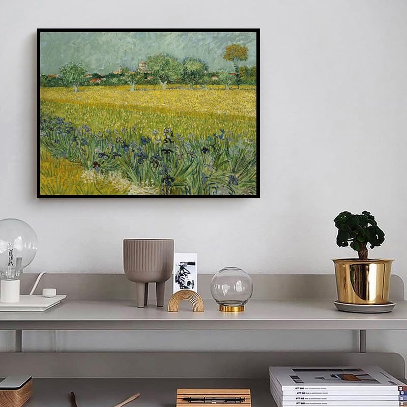 アルル近郊の花畑　絵画　インテリア　アート　美術　ゴッホ ゆず^-^様専用】ゴッホ「アルル近郊の花畑」複製絵画 認定書付