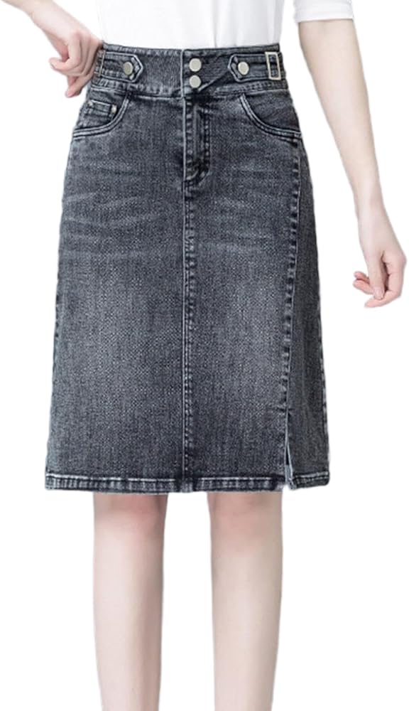 Amazon.co.jp: デニムスカート 膝丈 レディース 体型カバー