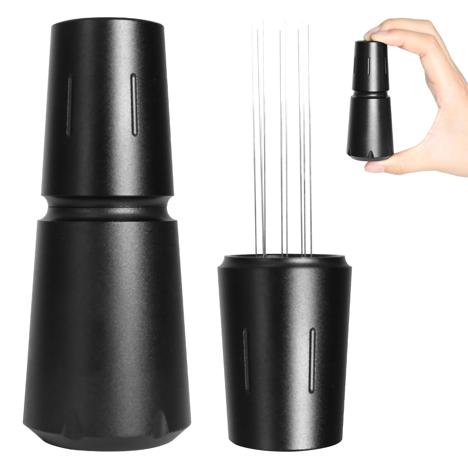 SOARFLY Wdt Tool Aiguille à expresso en aluminium Wdt Tool avec support, 8 aiguilles à café 0,3 mm d'épaisseur Wdt Tool Espresso Outil en acier inoxydable