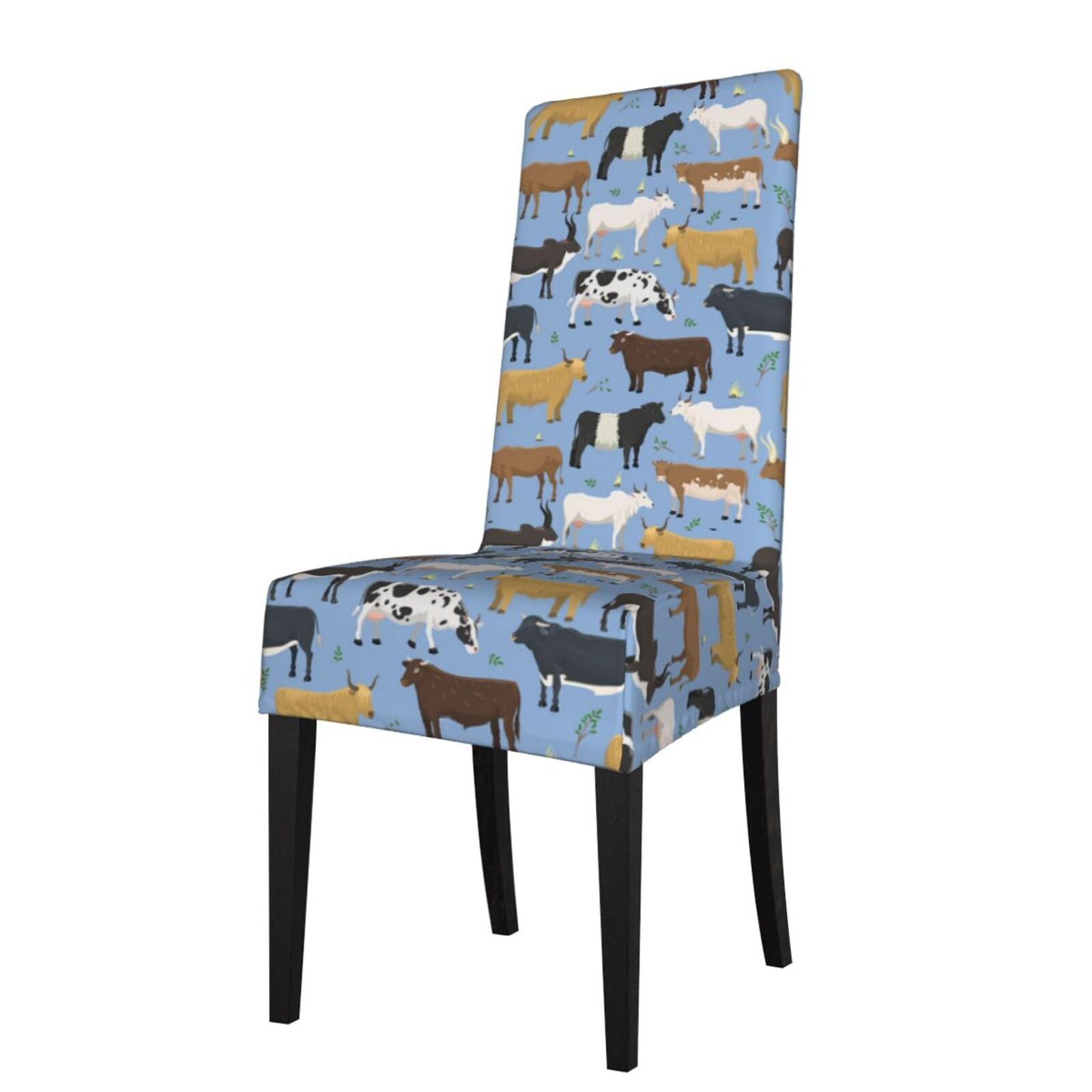 Lkymoh As Picture Set Of Bulls And Cows Farm Animal Cattle Mammal, Chair Covers Stretch Chair Slipcovers For Dining Room, For Party Pet Protection Universal Fit Soft Polyester