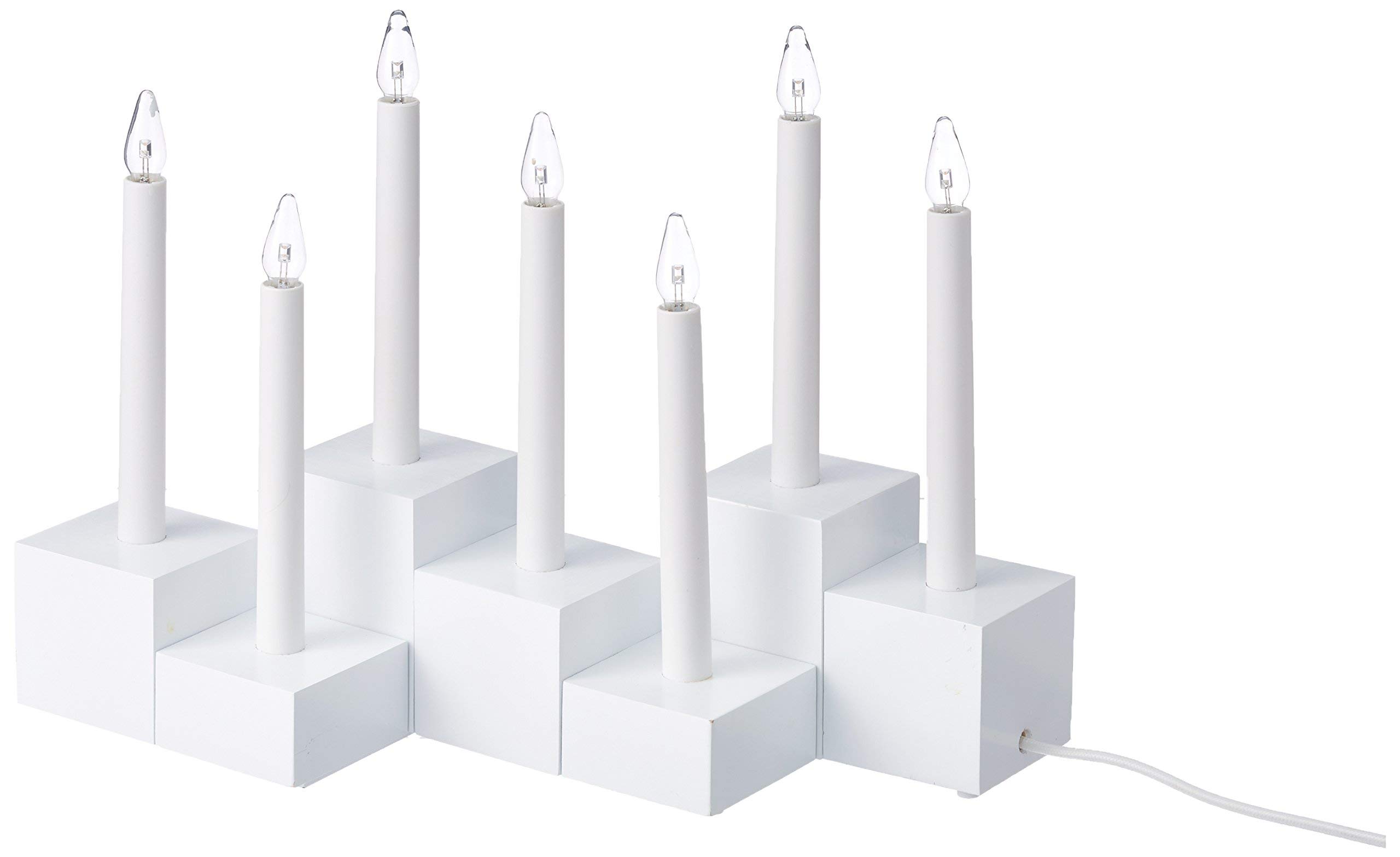 Star Candelabro Halla, 7 LED Blanco Cálido, Material: Madera Color: Blanco, Aprox. 20.9 X 20.9 In, E10