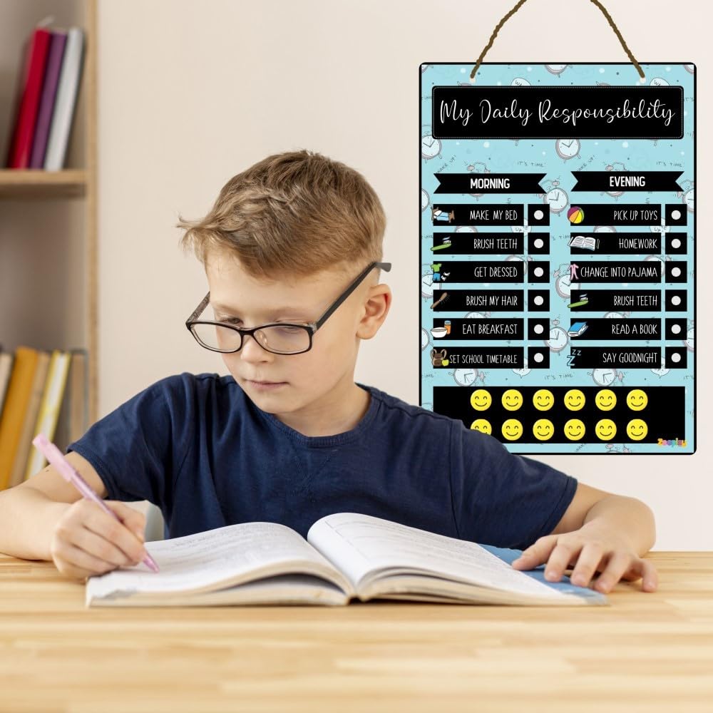 Zooplay India My Responsibility Chart- Good Habit Chart for Kids & Teens - Reusable Behavior Tracker with Smilies, I For Age 3-12 year I Reward chart I good habit tracker - Image 5 thumbnail