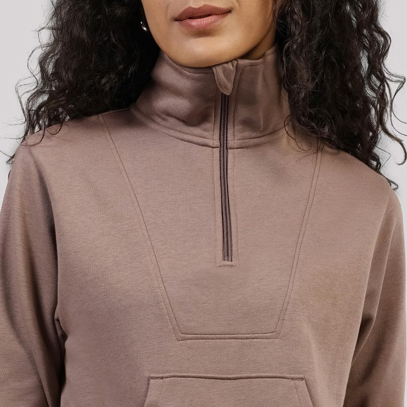 Image of BlissTerry Half Zip | Zippered front |Convertible collar to style |Kangaroo pocket for essentials |Ribbed cuffs |Cropped length
