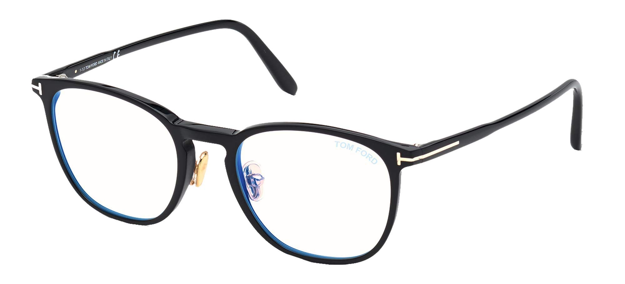 FT 5700-B BLUE BLOCK Shiny Black 52/20/145 men Eyewear Frame