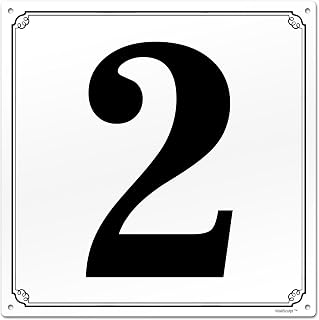 8x8" Parking Lot Number 2 Sign - High-Intensity Grade Aluminum, Weatherproof, Fade-Resistant, Curbside Number, Black/White, Ideal for Outdoor and Indoor Use