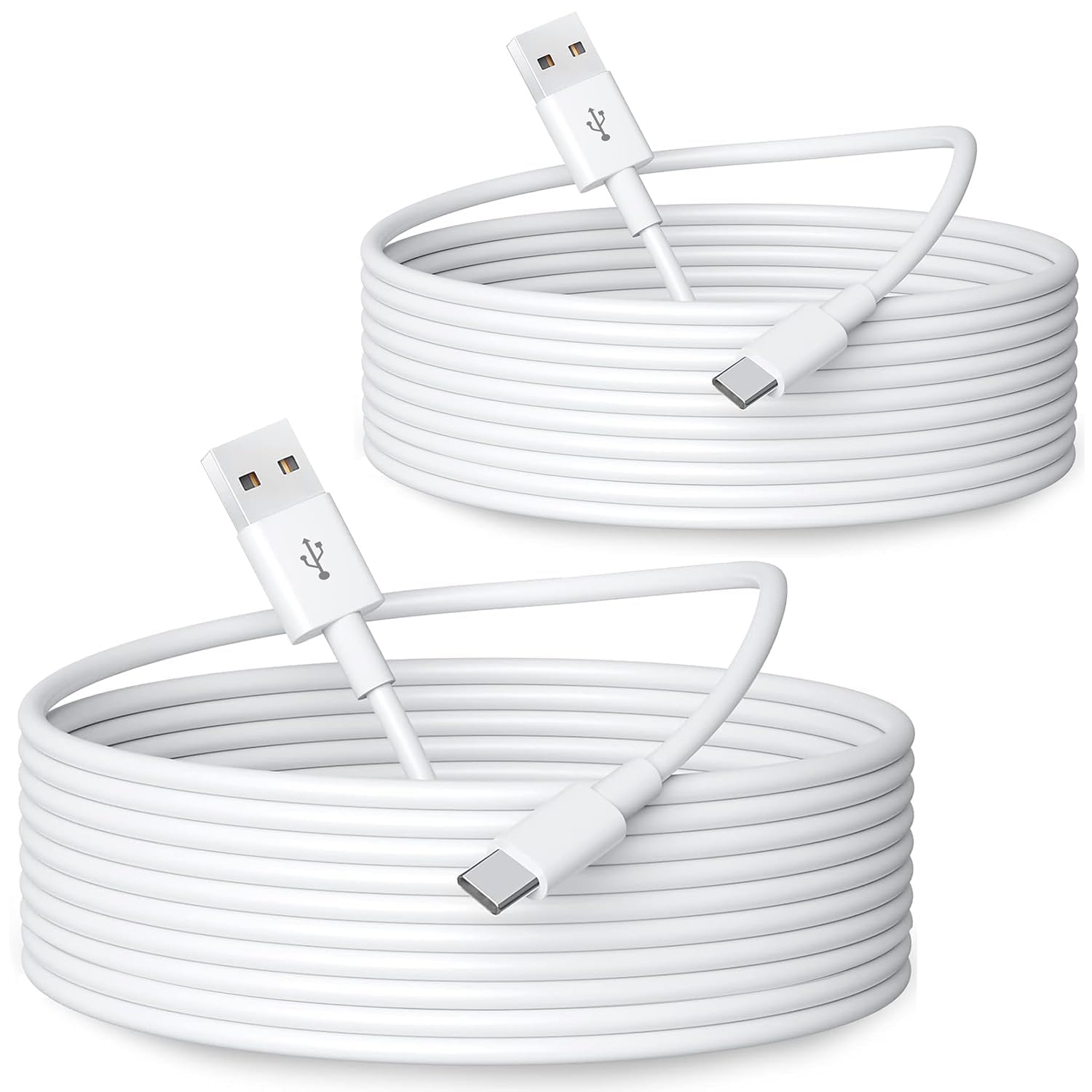 USB-C Strom-Verlängerungskabel für Heim-Sicherheitskameras, Lade- und Datensynchronisationskabel mit C-Anschluss, Weiß, 2 Stück