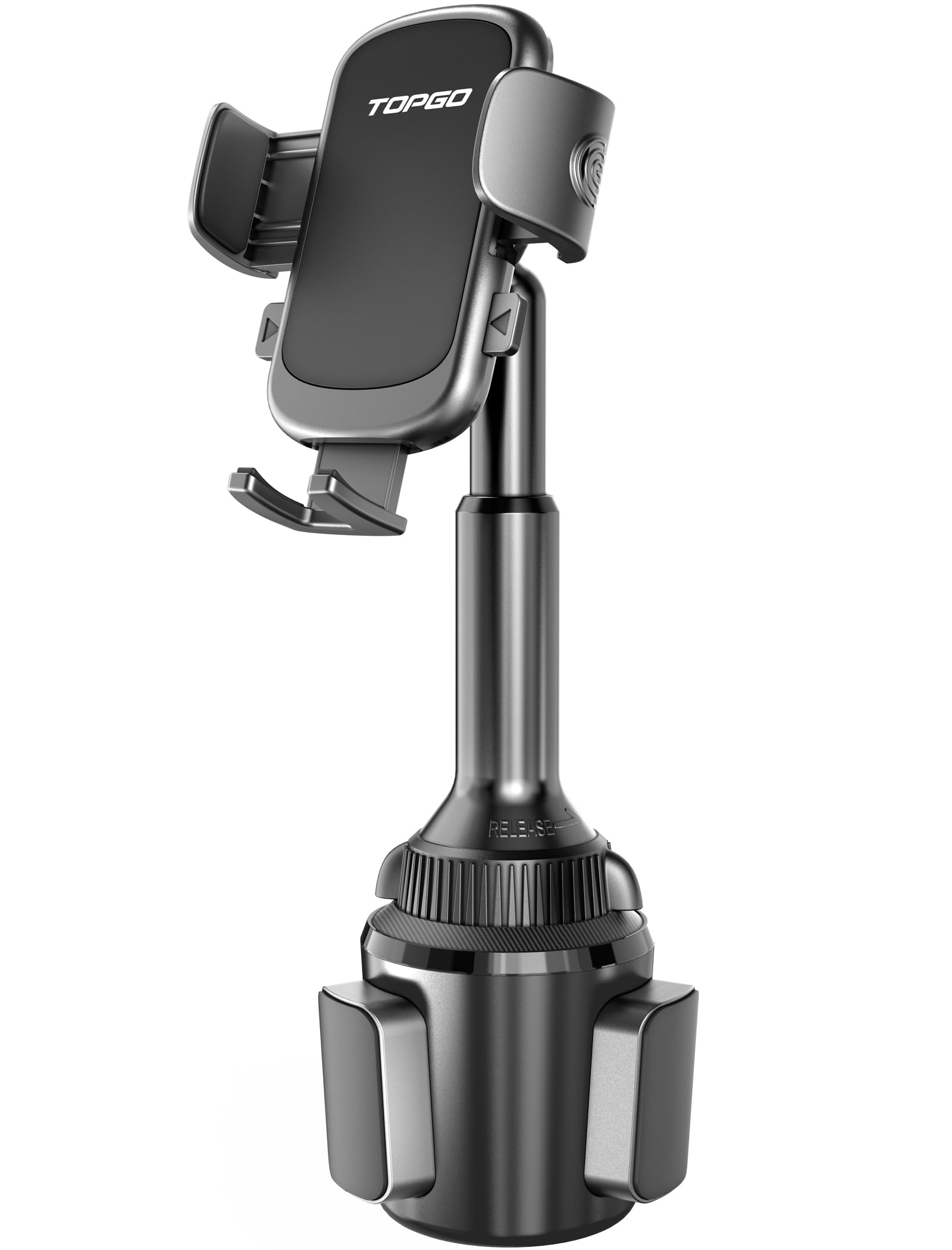 TOPGOCup Phone Mount, [Upgraded Telescopic Arm & Firmly Stable] Cup Phone Holder for Car, Cell Phone Automobile Cradles for iPhone 16 and More Smartphone - Black