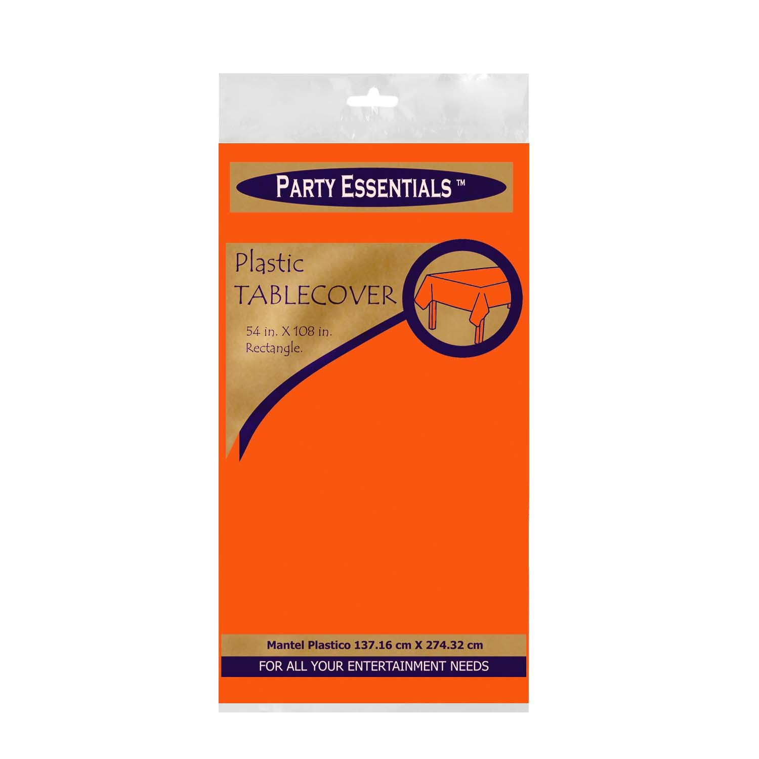 Party Essentials Heavy Duty Plastic Table Cover Available in 44 Colors, 54" x 108", Neon Orange, 108 x 54 inch (Rectangular) - Image 2
