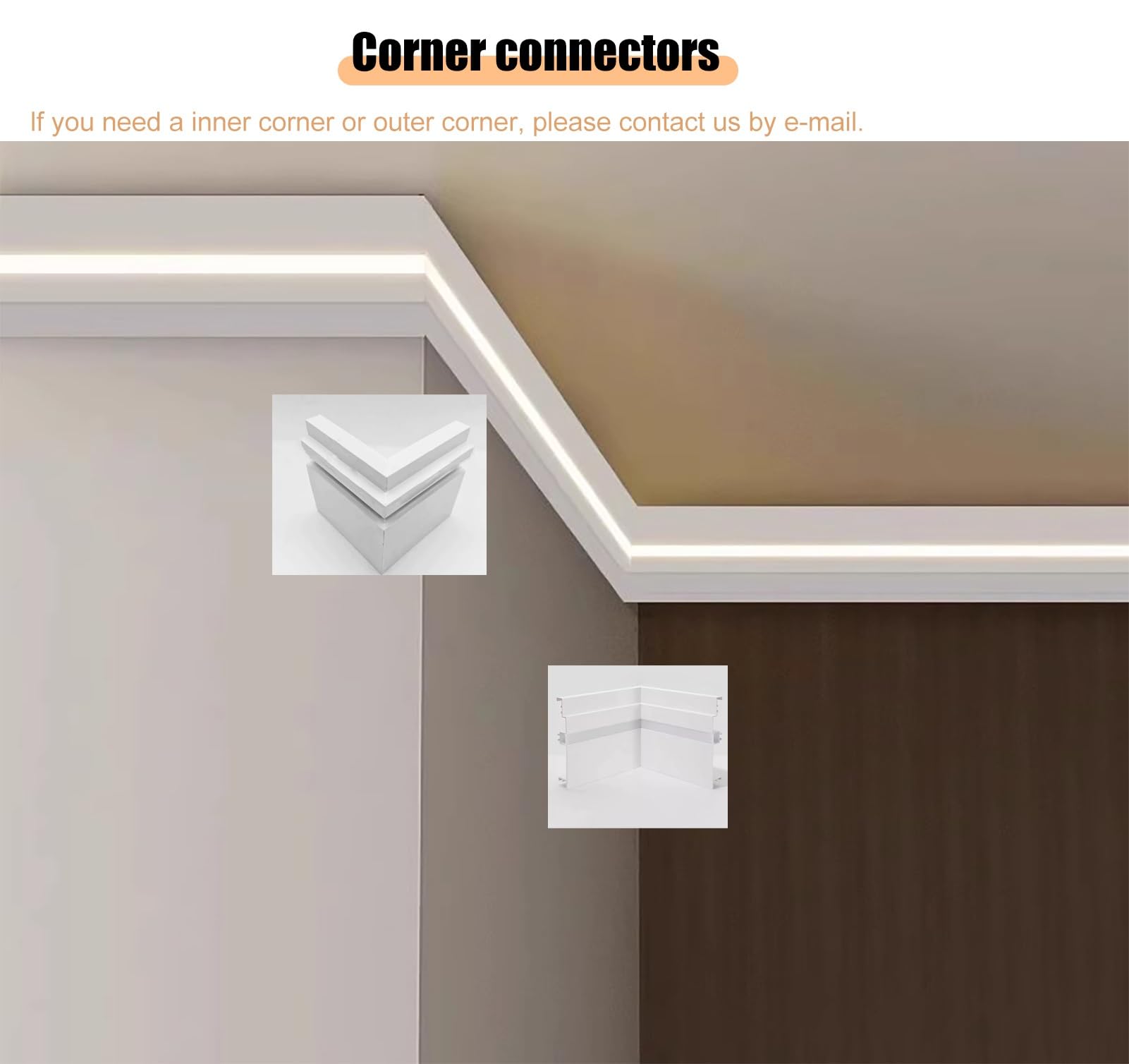 Profili per Strisce Led Canale di Modanatura per Illuminazione Indiretta a Led, Profilo di Modanatura a Corona per Strisce Luminose a Led,System di Illuminazione per Soggiorno/Camera da Letto/Teatro(1