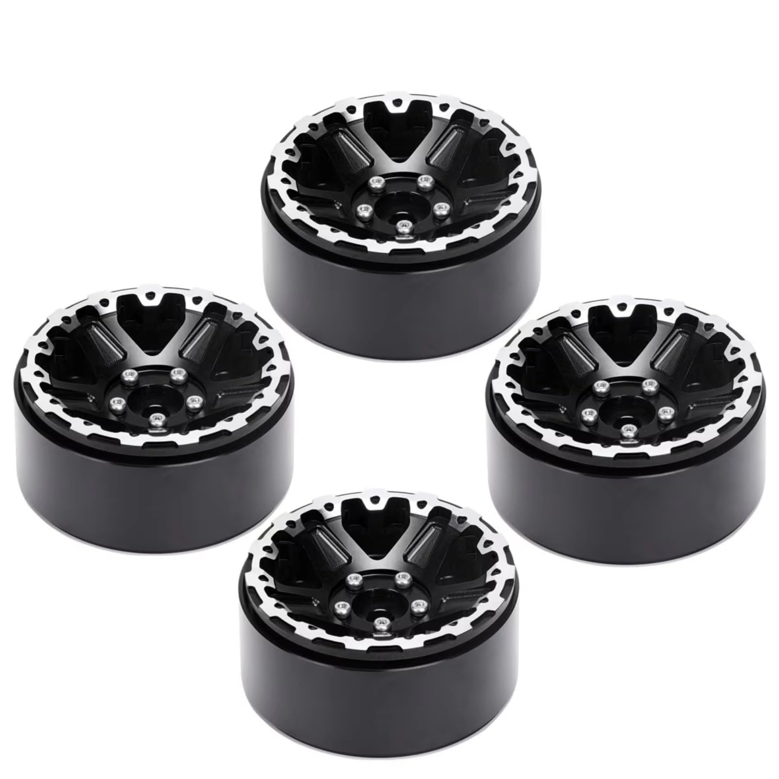 Llanta Beadlock Alumbre 1,9 para Axial para SCX10 90047 CC01 1/10 | Cierres cuentas aluminio negro reducen resistencia rodamiento cuentan tuercas ajustan llave sendero Repuesto