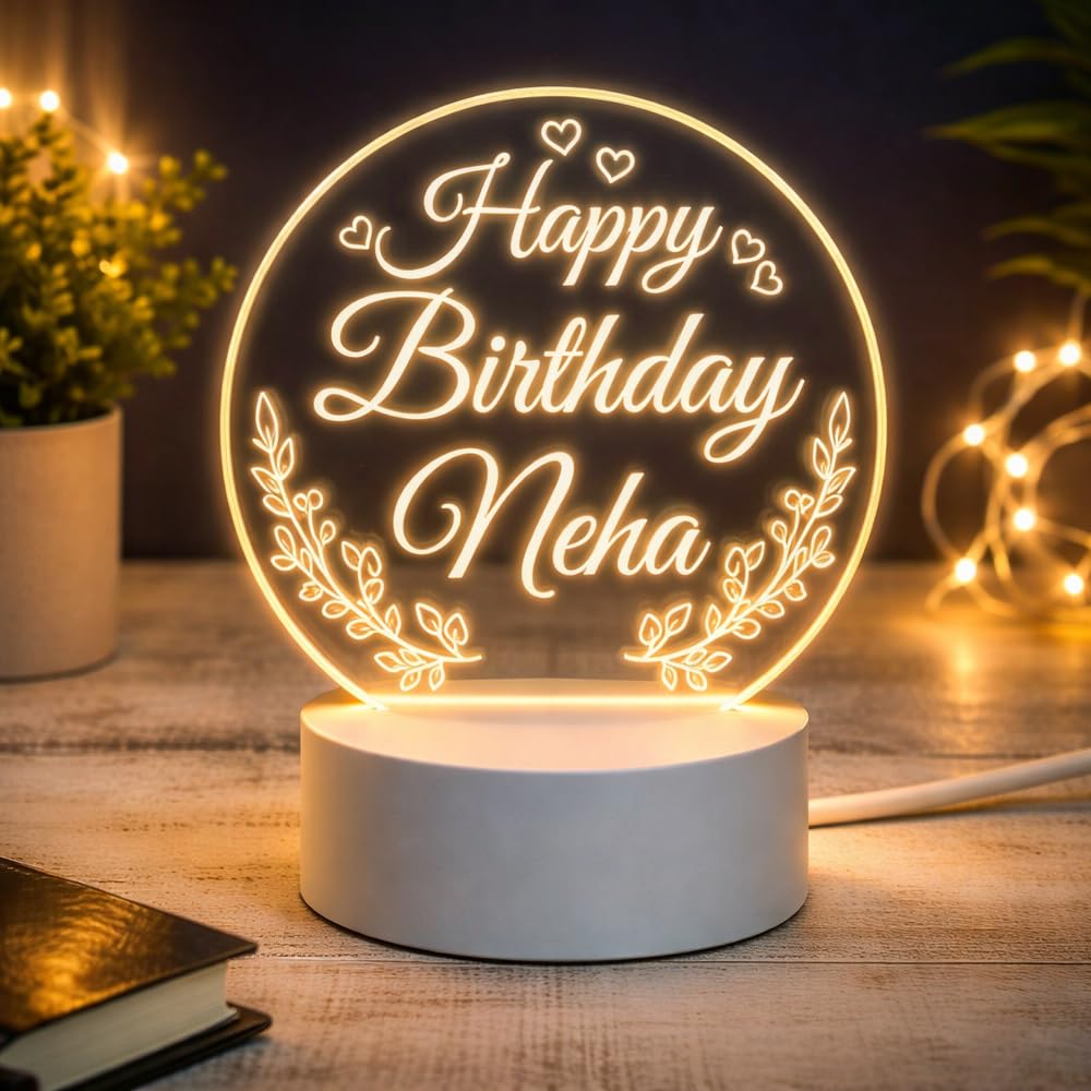 Happy Birthday 3D LED Acrylic Lamp | Unique Birthday Gift Night Light | Warm White Illusion Lamp Kids, Friends & Room Décor | USB Powered-image-13