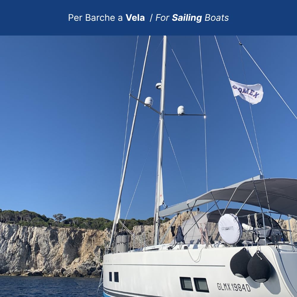 Glomex Antena VHF Marina 6dB Design Black Edition, modelo SGV80SBWIBK (Black Swan) – Alto rendimiento, instalación premium, para yates y barcos