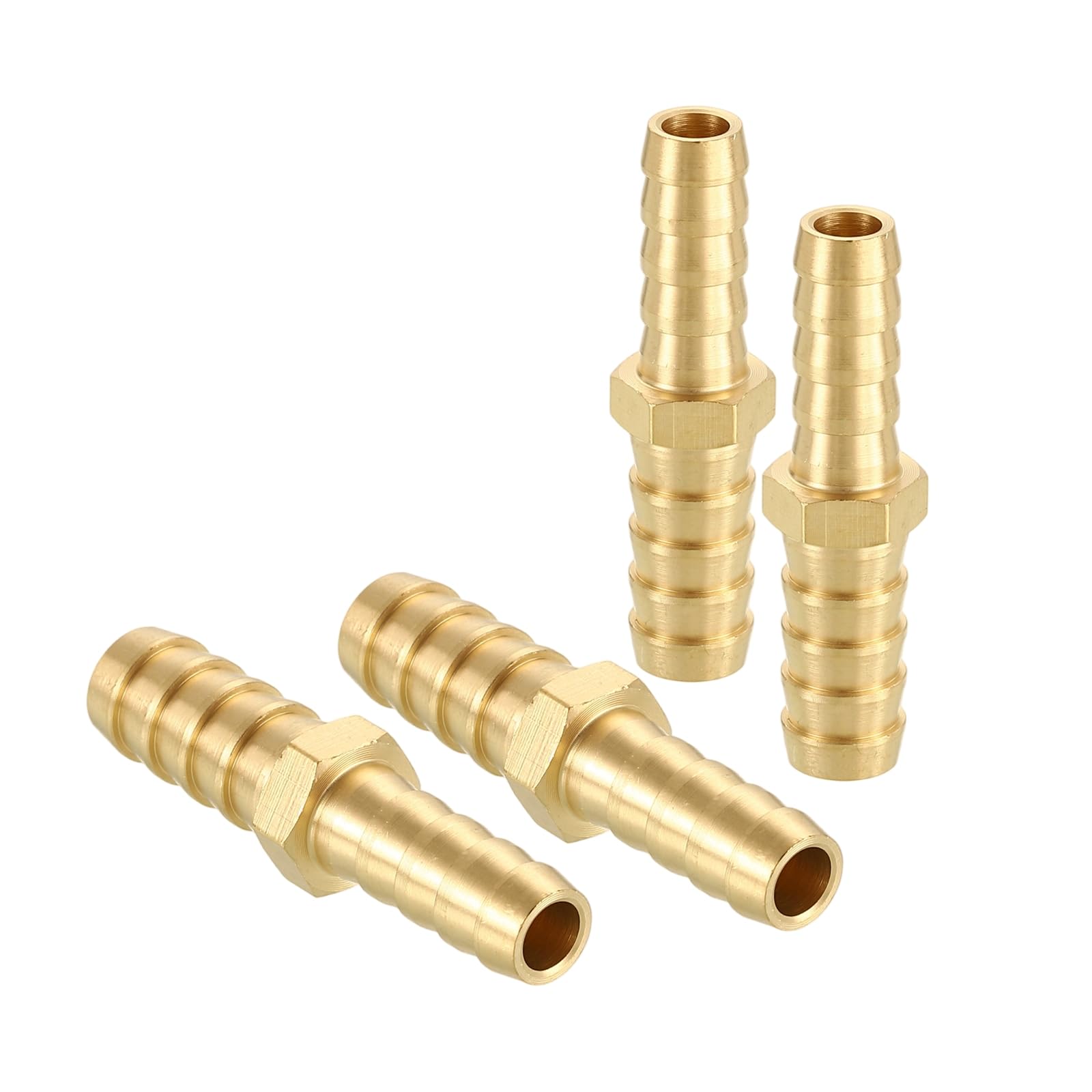 sourcing map 4pcs 5/16"(8mm) to 3/8"(10mm) Brass Hose Barb Fitting Metals Splicer Mender for 3D Printing, Air Compressor, CNC Machine, Dies — image 1