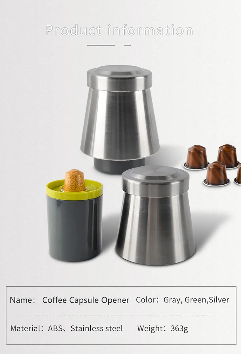Herramienta de reciclaje de cápsulas de café, abridor de vaciado de cápsulas de café, compatible con cápsulas Nespresso de aluminio, respetuoso con el medio ambiente