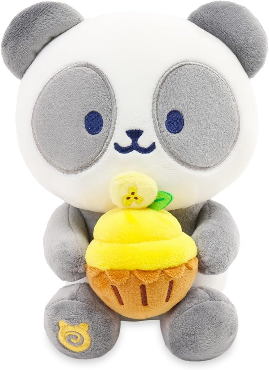 Anirollz Stuffed Animal Plush Toy – 8" Medium Sitting Plush Doll Soft, Squishy, Warm, Cute, Comfort, Safe Birthday Panda Bear Character with Banana Cupcake Pandaroll