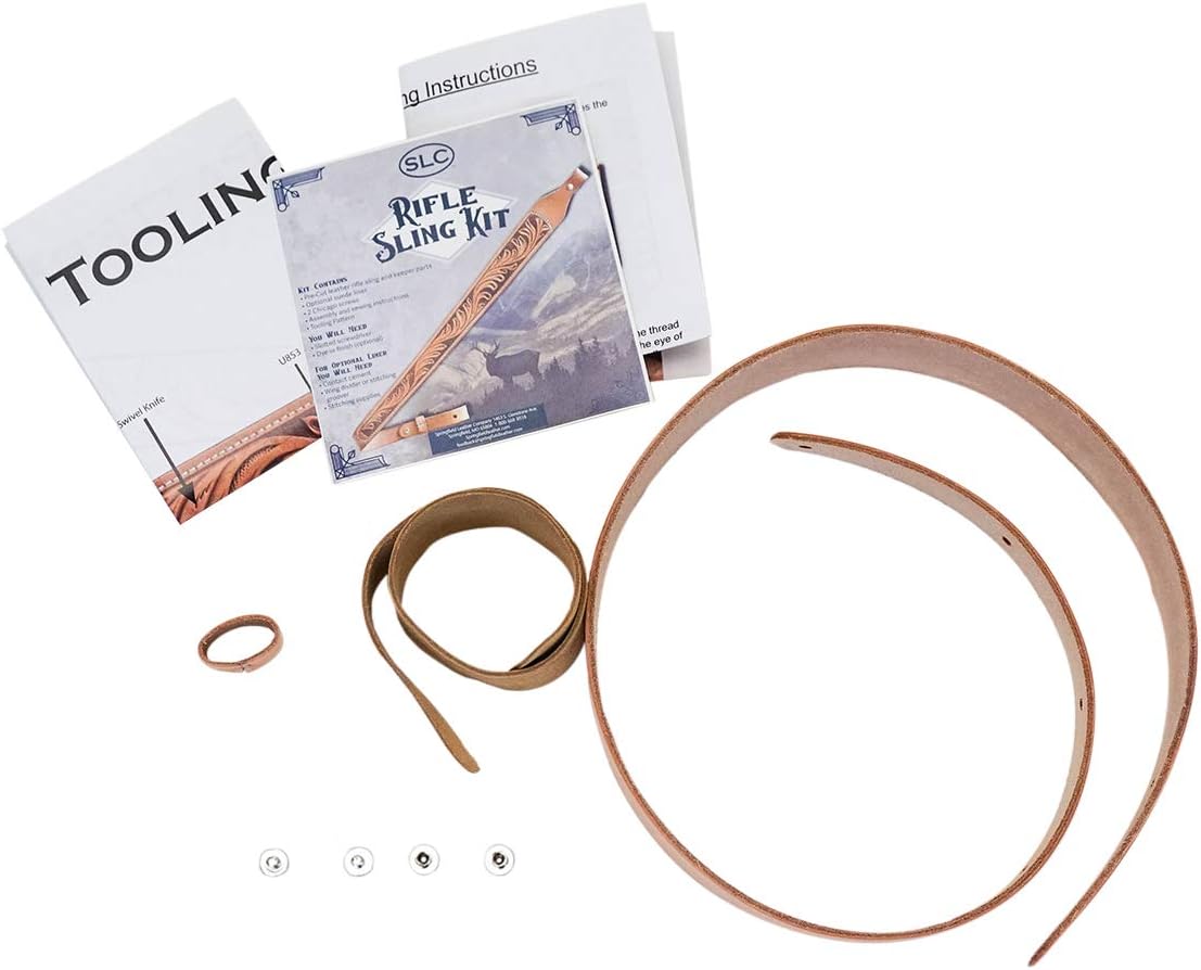SLC Leather Rifle Sling Kit, Tooling Pattern and Instructions Included, Adjustable Strap to Fit Most Rifles