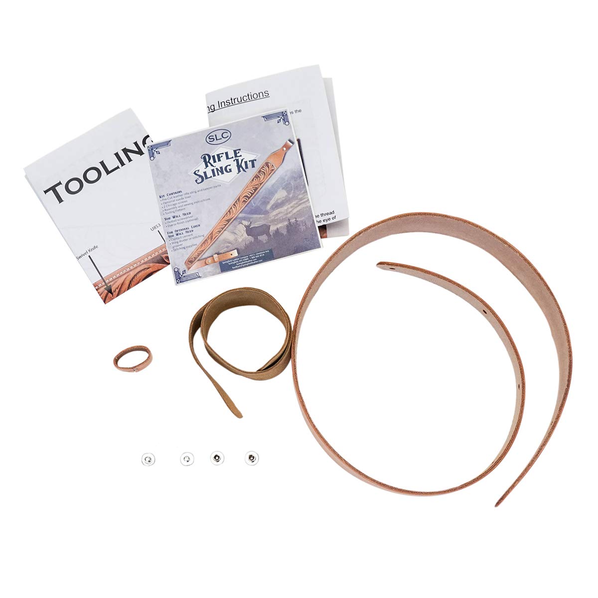 SLC Leather Rifle Sling Kit, Tooling Pattern and Instructions Included, Adjustable Strap to Fit Most Rifles