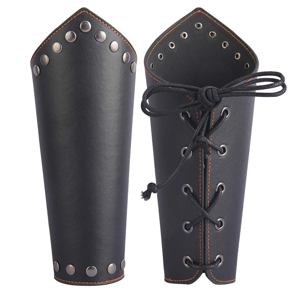 GelConnie Leather Gauntlet Wristband Viking Leather Arm Guard Medieval Armor Bracers Leather Armband Wrist Guards Cosplay