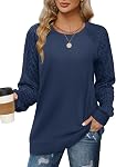 Jescakoo Sweatshirts for Women Fall Sweaters Cable Knit Sleeve Shirts Fashion 2026