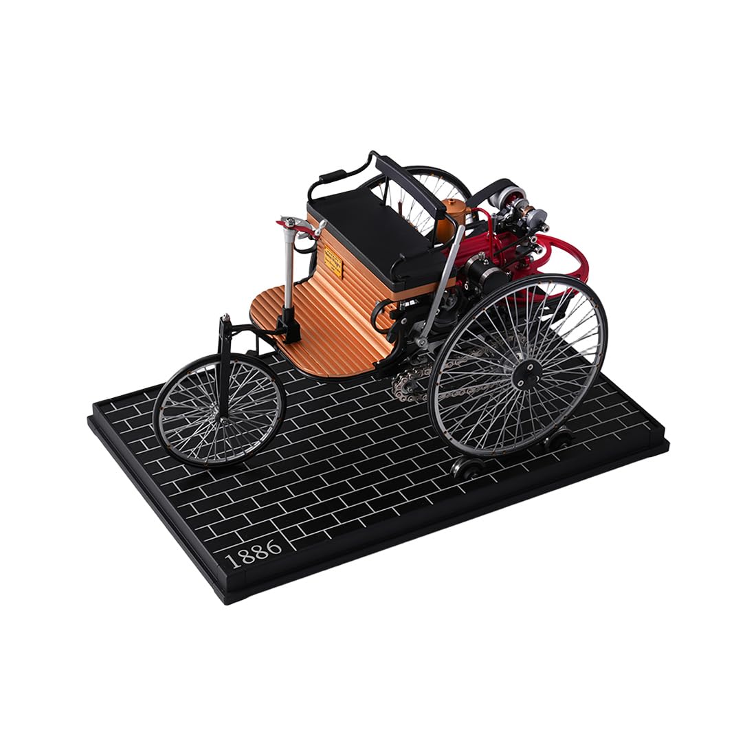 BAUBAUPLAY Modellino di auto a triciclo, auto elettrica meccanica in metallo, kit di montaggio fai da te per adulti, modello educativo da collezione (430 + pezzi)