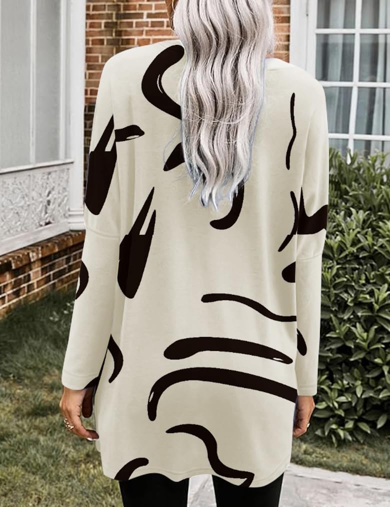 Poetsky Fall Womens Tunic or Tops to Wear with Leggings Long Sleeve Casual Long Shirts Blouses with Pockets - Image 2