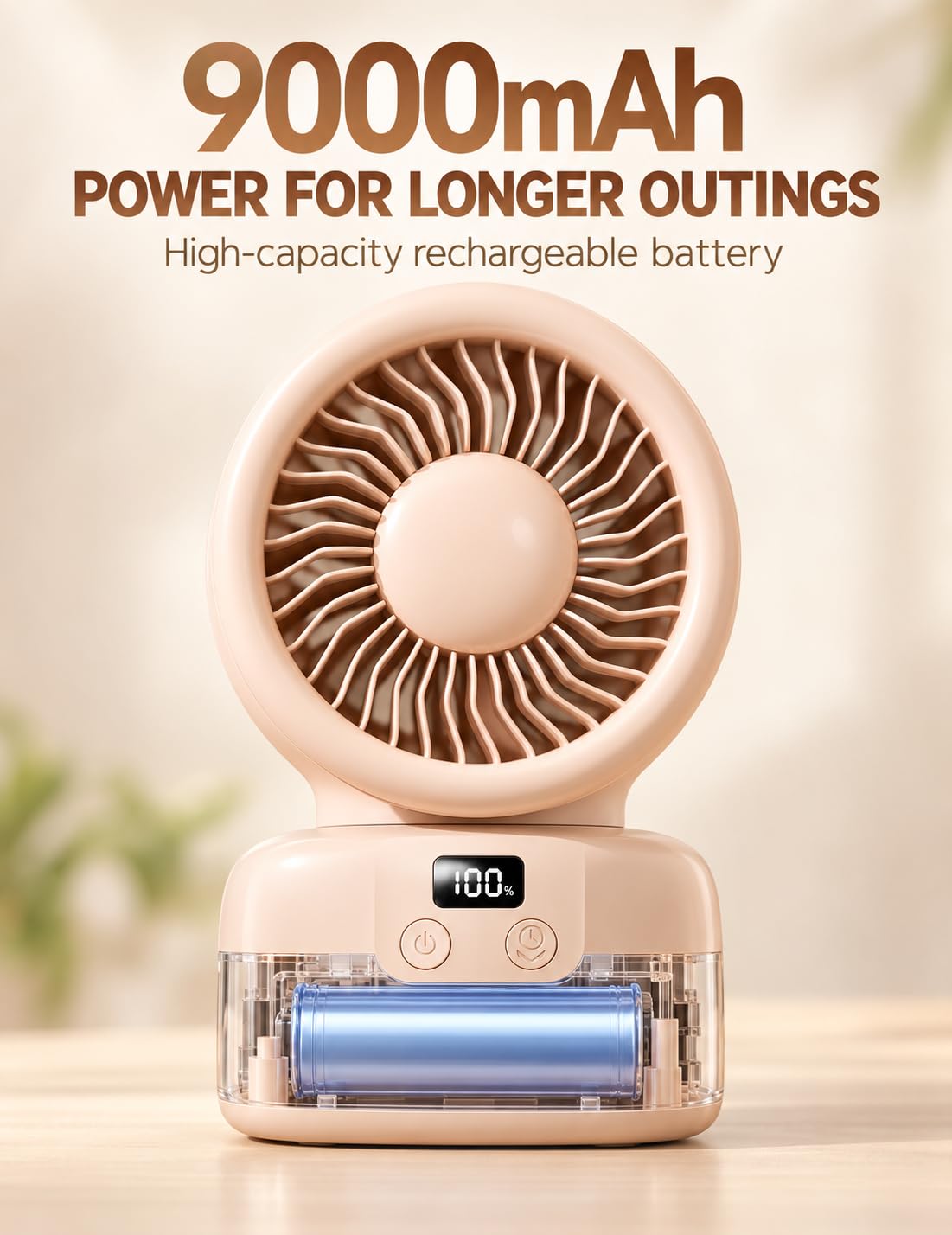 Ventilateur portable de poussette rechargeable 9000 mAh avec oscillation automatique, minuterie de 1 à 4 h, mini ventilateur silencieux à clipser à 100 vitesses, écran LED pour siège de