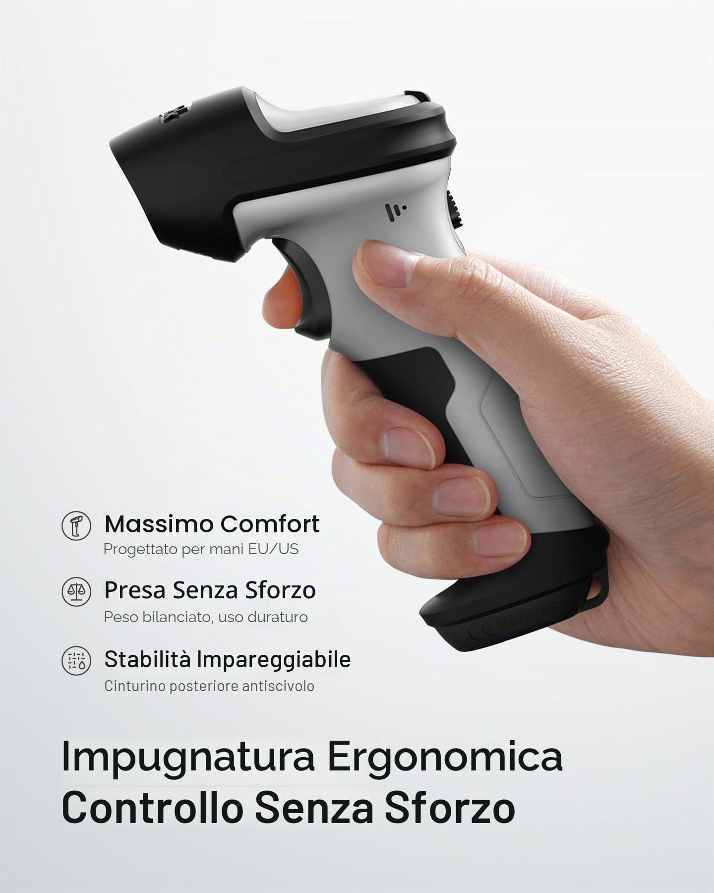 Inateck AI Lettore di Codici a Barre Bluetooth, Scanner 1D Wireless USB con App e SDK, 180 Giorni in Standby con Una Carica, Portata di 35 m, Scansione Automatica Rapida e Precisa, BCST-70 AI