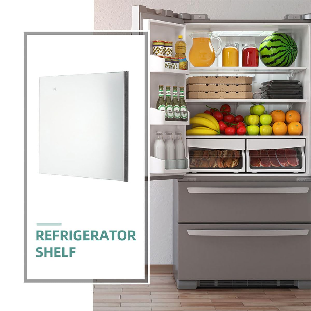 Baluue Mensola in Vetro Temperato per Frigorifero Installazione Semplice e Pulizia Facile, Divisore per Ripiani Interni Adatto a Vari Modelli di Frigo
