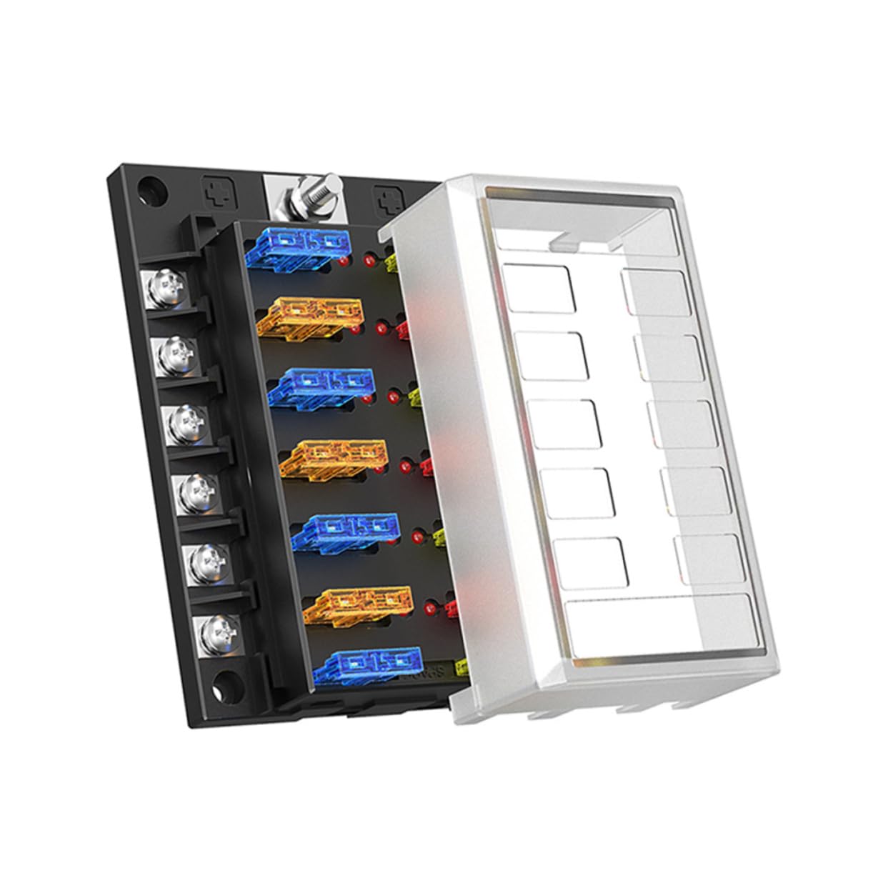 ABOOFAN 1set Car Boat Rv Automotive Fuse Box Kit Way Fuse Holder Set Led Warning Light Block Replacement