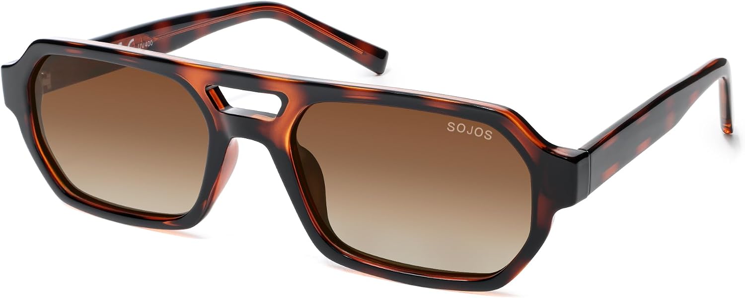 SOJOS Trendy TR90 Polarized Aviator Sunglasses for Women Men,Retro Rectangle Shades Sun Glasses SJ2683