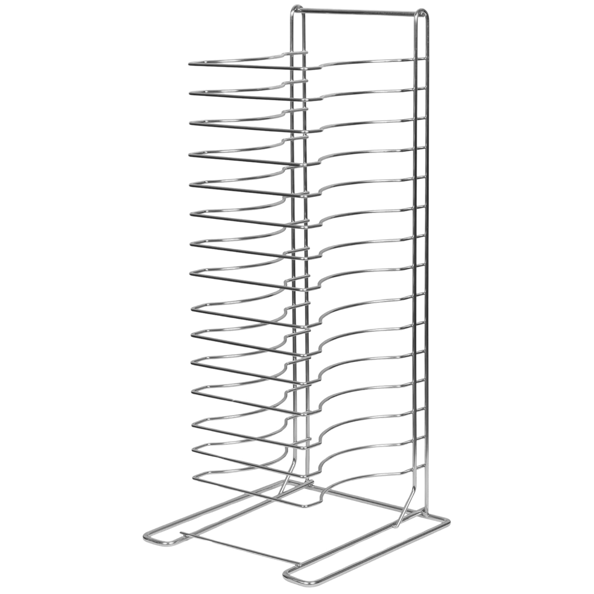Fonteme 15-Slot Aluminum Pizza Pan Rack – Commercial Grade Pizza Pan Organizer for Kitchen, Bakery, or Restaurant – Durable Pizza Pan Storage Rack