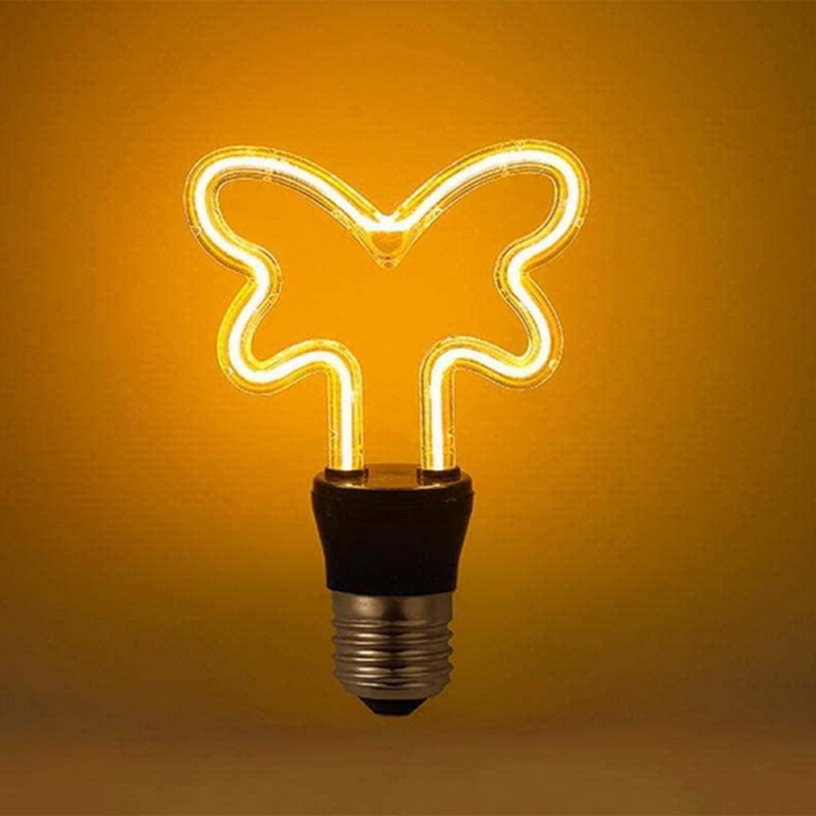 Lámpara LED Creativity con forma mariposa, bombilla Edison LED filamento suave, bombilla decorativa 4 W, CA, luz blanca cálida 2700 K, no regulable, paquete 6, lechoso